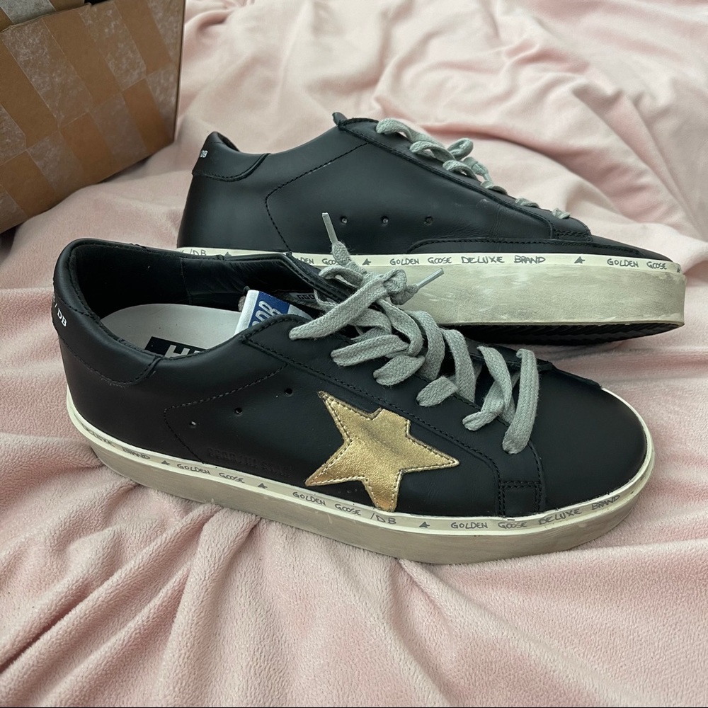Golden Goose Black Hi Star Sneakers with Gold Star | US Size 7 - Picture 5 of 16